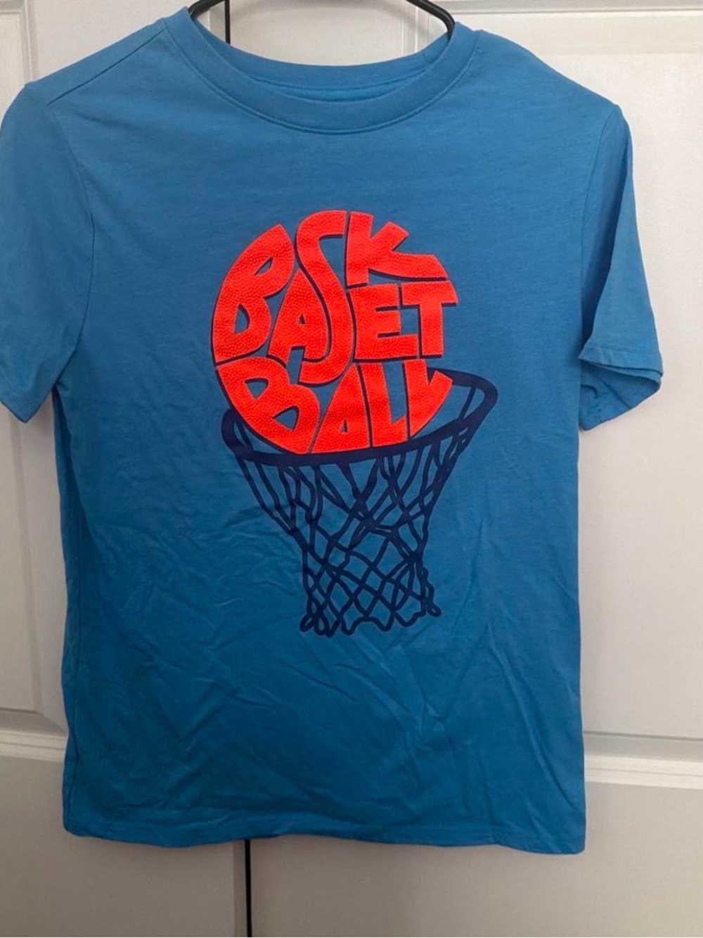 Cat & Jack Blue Short-Sleeve Basketball Graphic Tee with Red Print